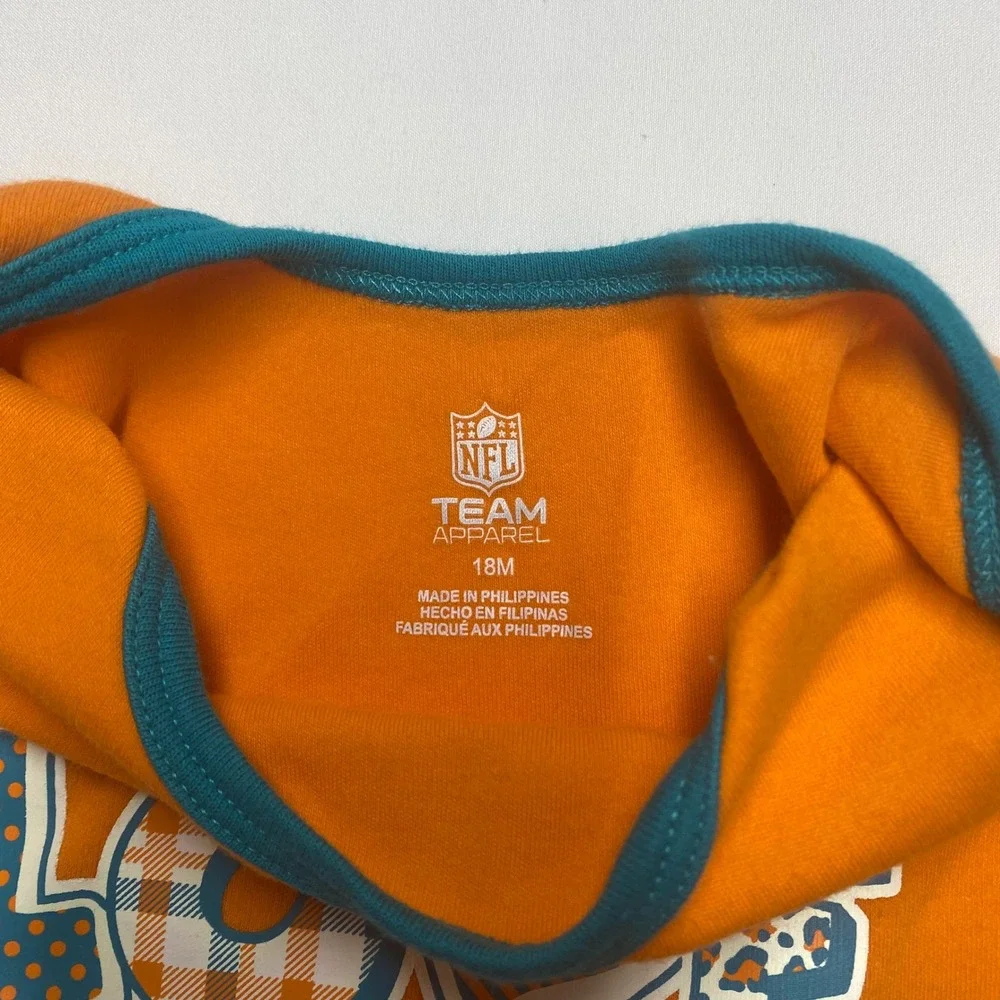NFL Team Apparel Miami Dolphins Orange Ruffle Sleeve Bodysuit 18M
